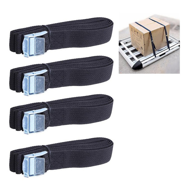 4pcs New Cam Buckle Straps Black Cargo Lashing Strap Luggage Tie